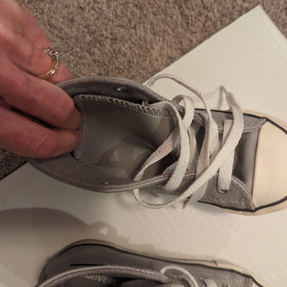 Converse Leather High-Tops, Toddler Size 10, Gray - Picture 6 of 14